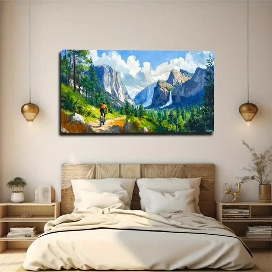 Riding In Mountain Road Wall Art Canvas Office Home Room Framed 120x60cm