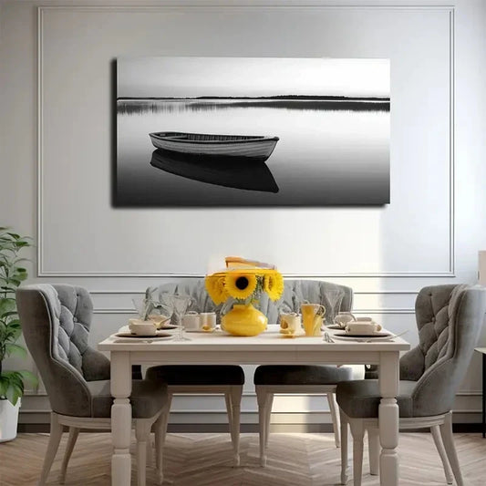Black and White Minimalist Wall Art canvas office home room framed 120x60cm