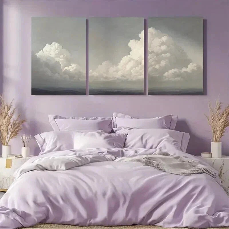 3pcs Dreamy Blue Sky and Horizon Landscape Wall Art Set Canvas Framed 40x60cm - High Quality Print 100% Australian Made Wall Canvas Ready to Hang