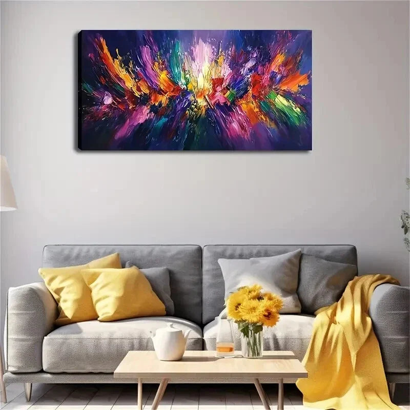 Vibrant Colorful Brushstrokes Wall Art Canvas Office Home Room Framed 120x60cm