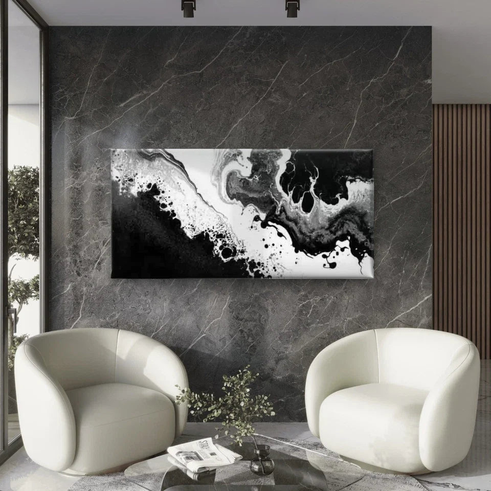 Featuring a Striking Abstract Wall Art Canvas Office Home Room Framed 80x45cm