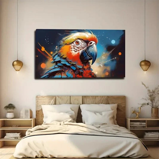 Vibrant Realistic Parrot Wall Art Canvas Office Home Room Framed 80x45cm