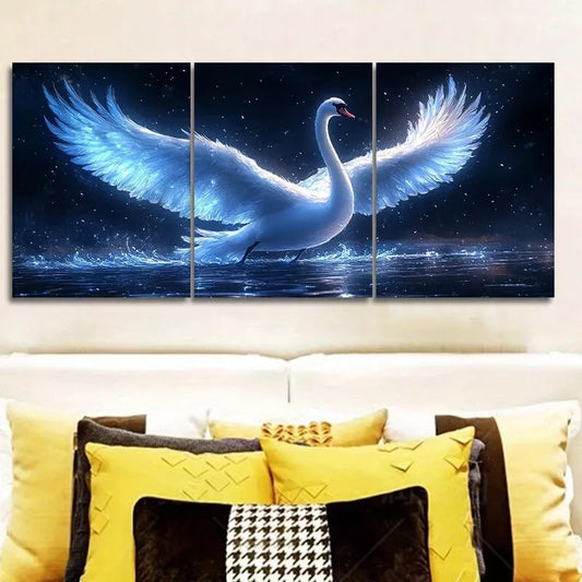 3pcs White Swan Canvas Nature Wall Art Set Canvas Framed 40x60cm - High Quality Print 100% Australian Made Wall Canvas Ready to Hang