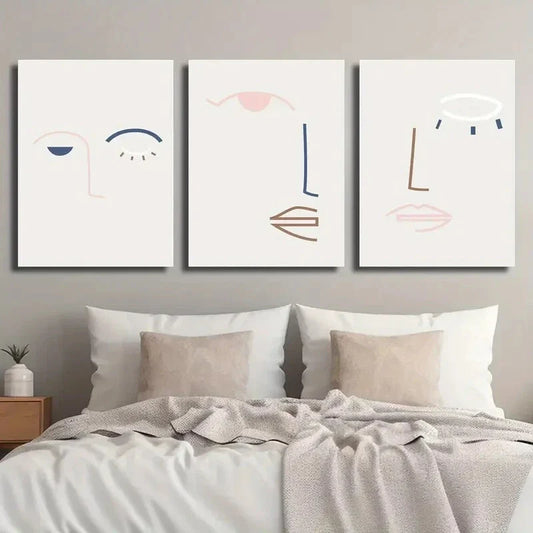 3pcs Colorful Abstract Human Face Creative Metal Print Ready to Hang Art