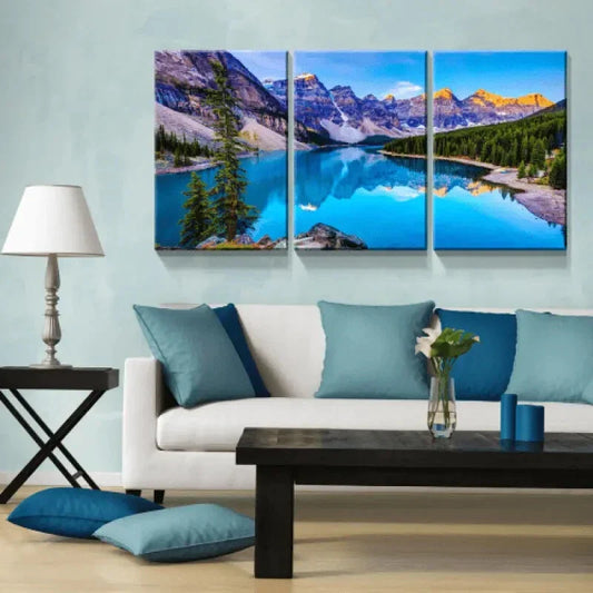 3pcs Mountain Lake Stunning Natural Metal Print Ready to Hang Art