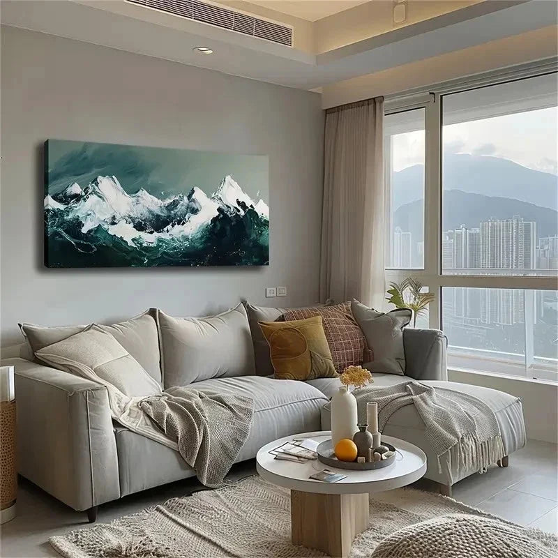 Green And White Mountain Wall Art Canvas Office Home Room Framed 120x60cm