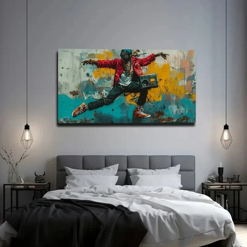 Vibrant Dancer In Red Jacket Wall Art Canvas Office Home Room Framed 120x60cm