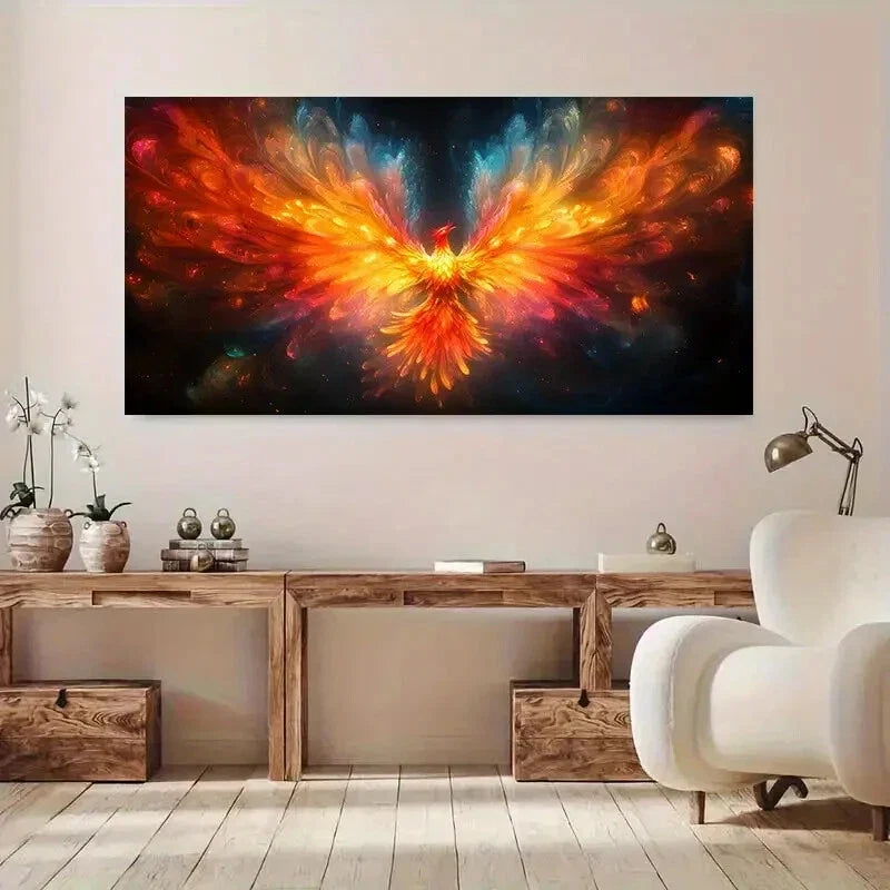 Modern Majestic Phoenix Wall Art Canvas Office Home Room Framed 80x45cm