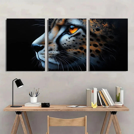 3pcs Animal Cheetah Cool Leopard Metal Print Ready to Hang Art