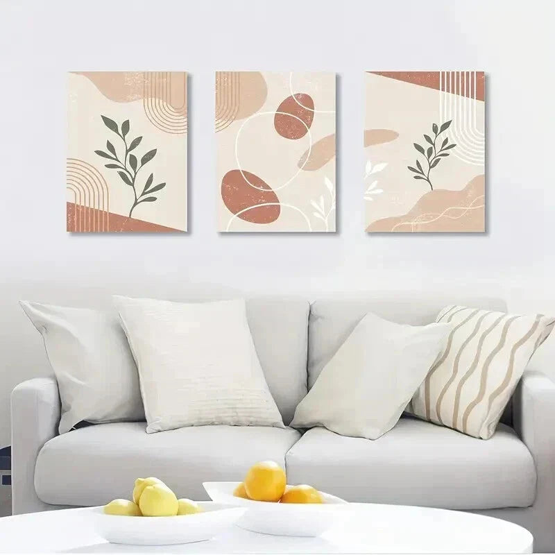 3pcs Nordic Crème Pattern Decoration Wall Art Set Canvas Framed 40x60cm - High Quality Print 100% Australian Made Wall Canvas Ready to Hang
