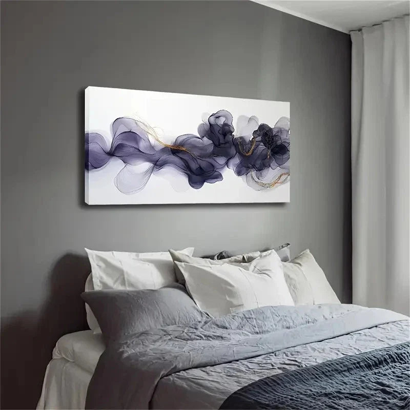 Purple Lines Different Shade Wall Art Canvas Office Home Room Framed 120x60cm