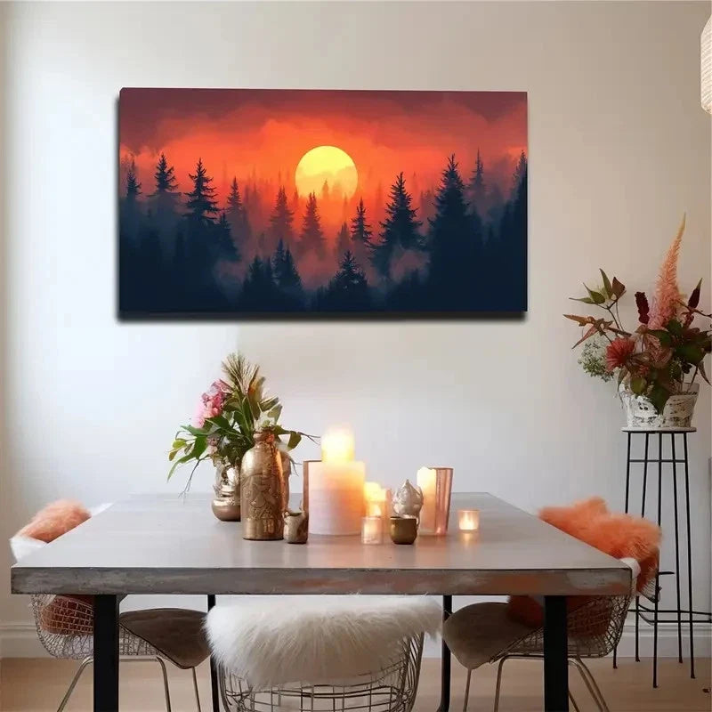 Vibrant Orange And Red Hues Wall Art canvas office home room framed 120x60cm