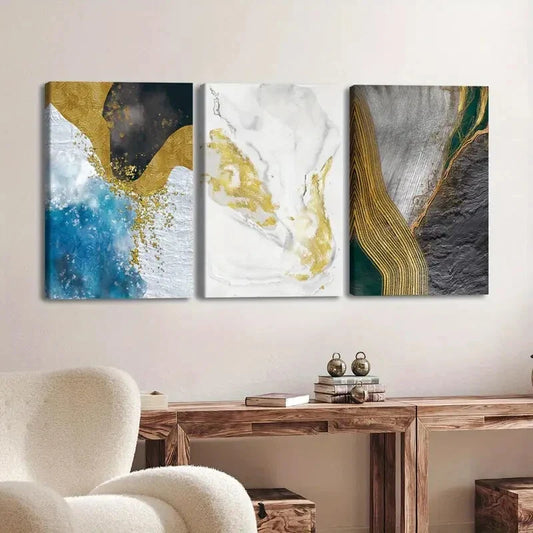 3pcs Fashion Retro Nordic Style Abstract color Wall Art Set Canvas Framed 40x60cm - High Quality Print 100% Australian Made Wall Canvas Ready to Hang