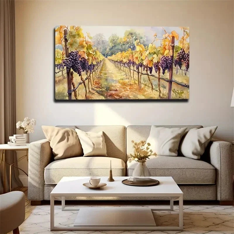 Vintage Grape Vineyard Wall Art Canvas Office Home Room Framed 120x60cm