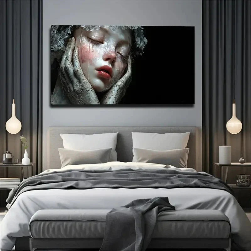 Tear-Streaked Face Elegant Wall Art Canvas Office Home Room Framed 120x60cm