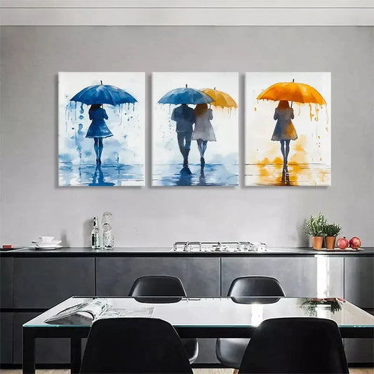 3pcs Blue and Yellow Tones Romantic Perfect Wall Art Set Canvas Framed 40x60cm - High Quality Print 100% Australian Made Wall Canvas Ready to Hang