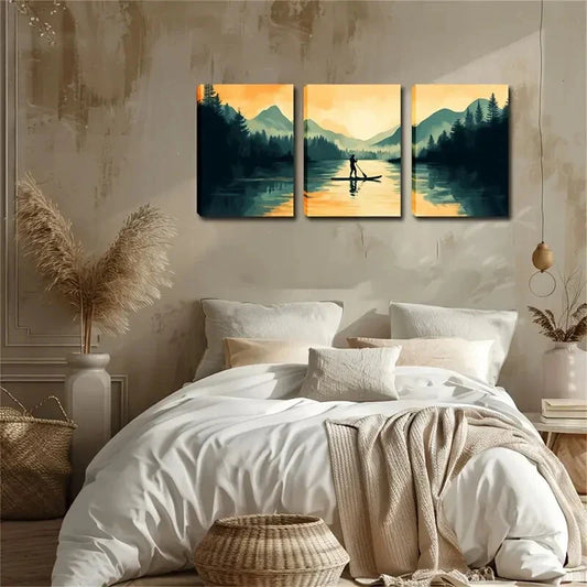 3pcs Tree Lush Elegant Style Wall Art Set Canvas Framed 40x60cm - High Quality Print 100% Australian Made Wall Canvas Ready to Hang