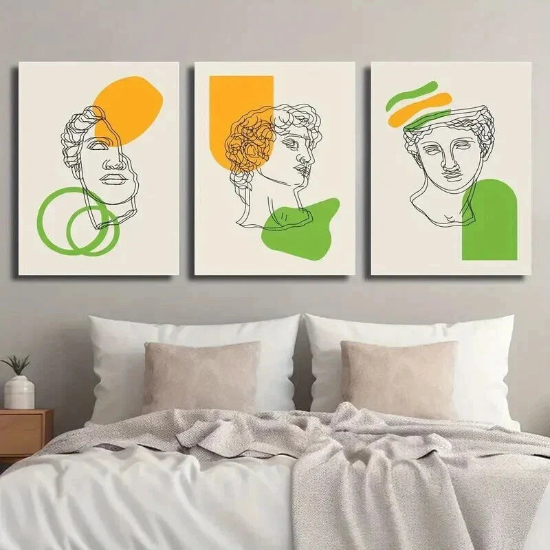 3pcs Modern Ancient Greek Decor Wall Art Set Canvas Framed 40x60cm - High Quality Print 100% Australian Made Wall Canvas Ready to Hang