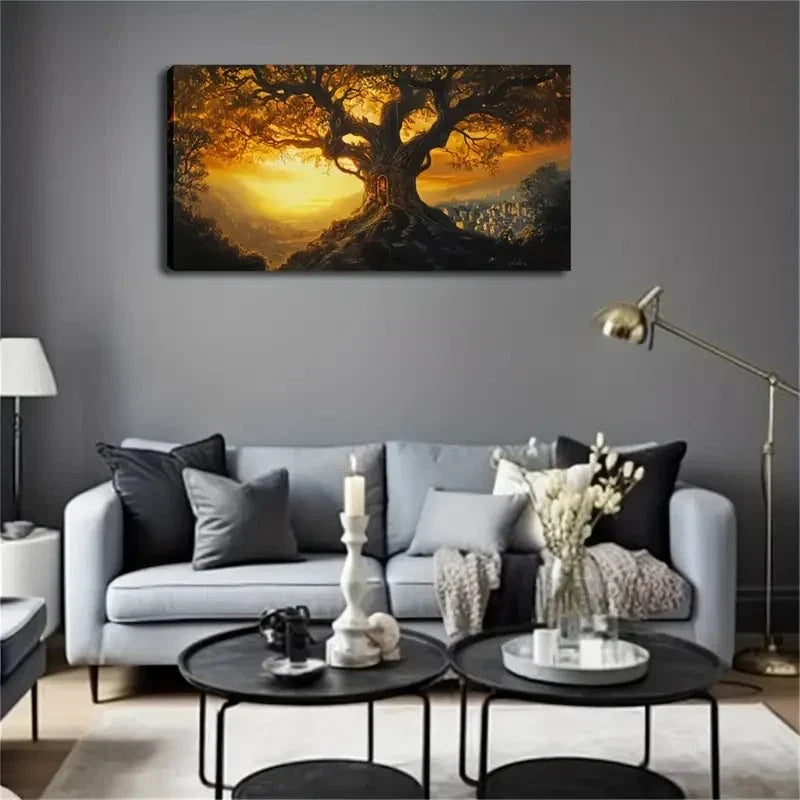 Shows An Artistic Picture Tree Wall Art Canvas Office Home Room Framed 120x60cm