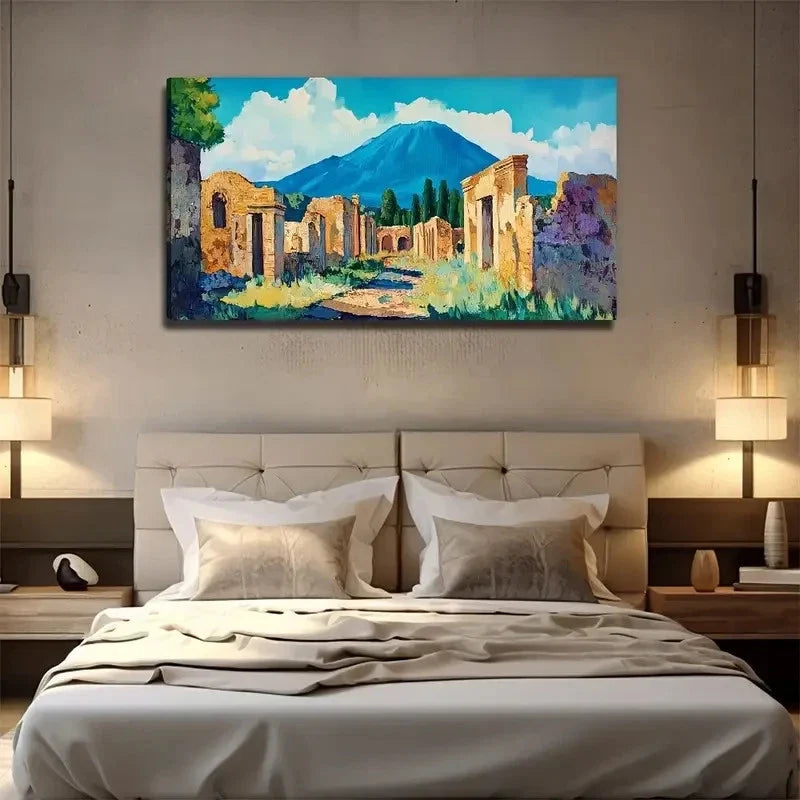 Ancient Ruins Landscape Wall Art Canvas Office Home Room Framed 120x60cm