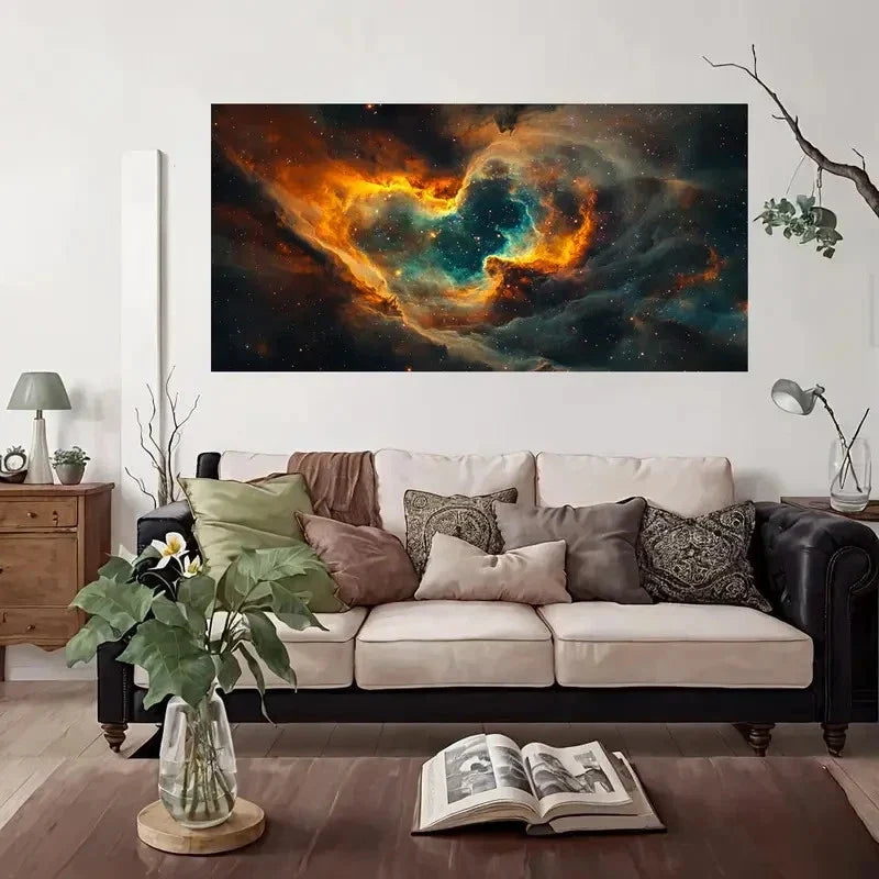 Cosmic Space Cloud Galaxy Wall Art Canvas Office Home Room Framed 80x45cm