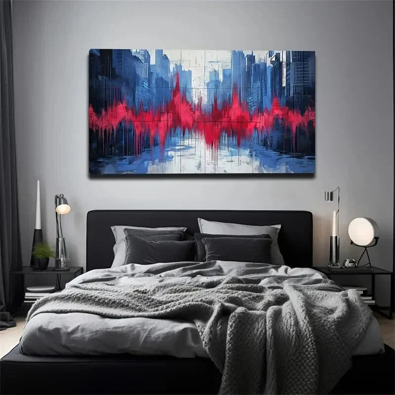 Blurred City Skylines Wall Art canvas office home room framed 120x60cm