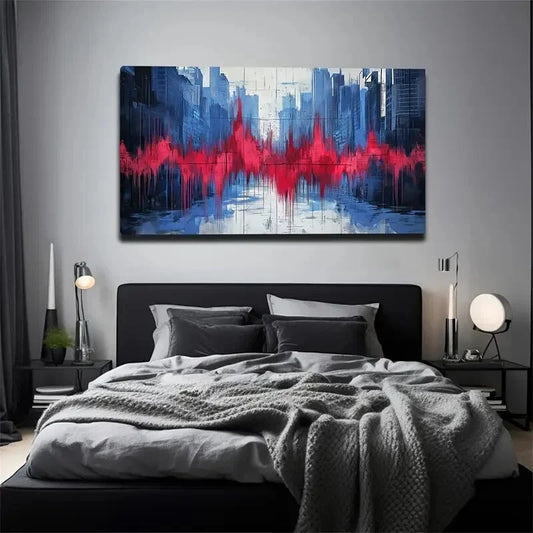 Blurred City Skylines Wall Art canvas office home room framed 120x60cm