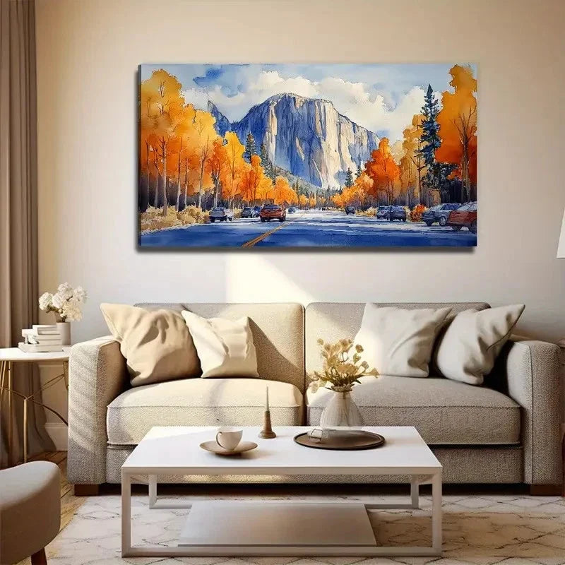 Abstract Roadside Birch Tree Wall Art Canvas Office Home Room Framed 80x45cm