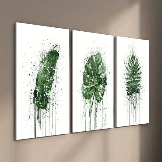 3pcs Leaf Monstera & Palm Leaf Decor Wall Art Set Canvas Framed 40x60cm - High Quality Print 100% Australian Made Wall Canvas Ready to Hang
