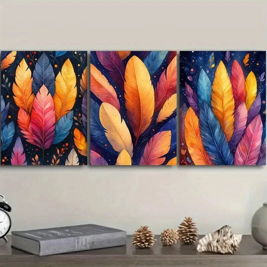 3pcs Vibrant Abstract Swirling Colors Metal Print Ready to Hang Art