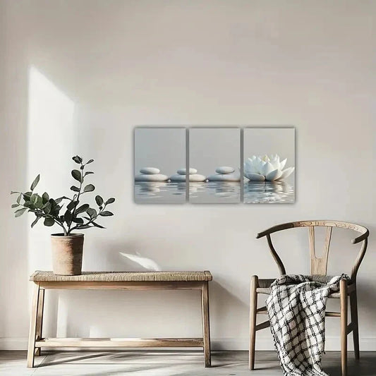 3pcs Lotus Serene Floral Metal Print Ready to Hang Art