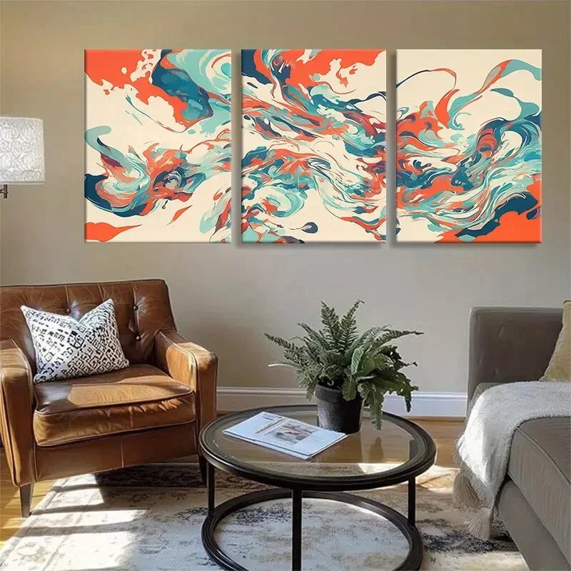 3pcs Mint Swirls Dynamic Contemporary Perfect Wall Art Set Canvas Framed 40x60cm - High Quality Print 100% Australian Made Wall Canvas Ready to Hang