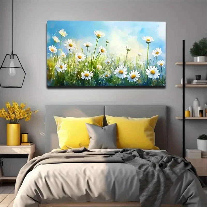 Bohemian Modern Spring Garden Wall Art Canvas Office Home Room Framed 80x45cm