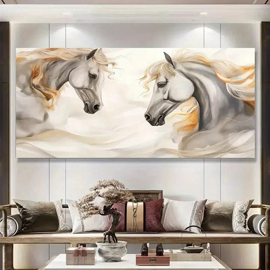 Retro Classic Ink Dye Horse Wall Art Canvas Office Home Room Framed 120x60cm