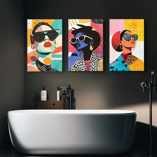 3pcs Modern Abstract Polka Dots And Bold Colors Metal Print Ready to Hang Art