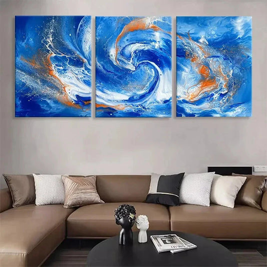 3pcs Abstract Ocean Wave Nature Scene Perfect Wall Art Set Canvas Framed 40x60cm - High Quality Print 100% Australian Made Wall Canvas Ready to Hang