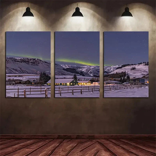 3pcs Northern Lights Aurora Borealis Metal Print Ready to Hang Art