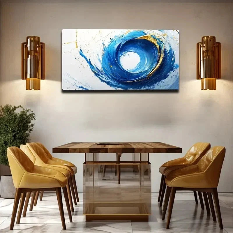 Abstract Cosmic Nebula Blue Wall Art Canvas Office Home Room Framed 120x60cm