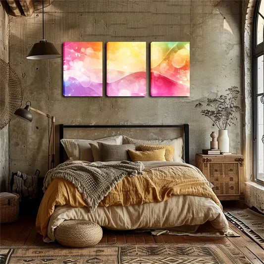 3pcs Triptych with Transparent Bubble Accents Wall Art Set Canvas Framed 40x60cm - High Quality Print 100% Australian Made Wall Canvas Ready to Hang