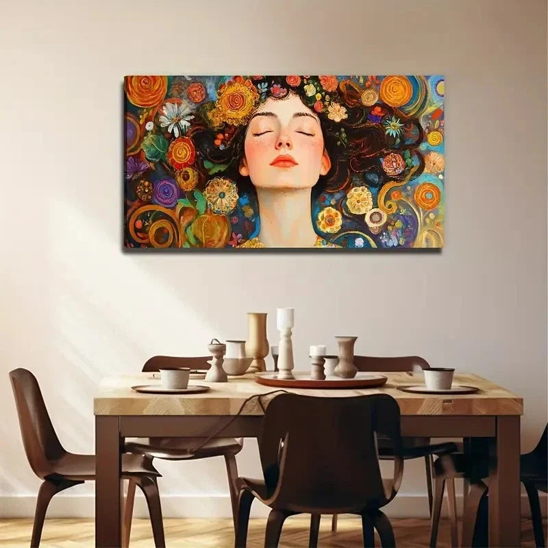 Beautiful Girl Head Portrait Wall Art Canvas Office Home Room Framed 80x45cm