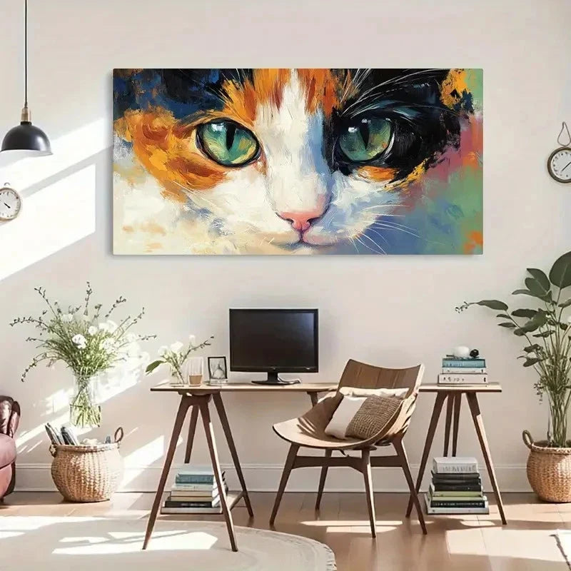 Modern Farmhouse Cat Eyes Wall Art Canvas Office Home Room Framed 120x60cm