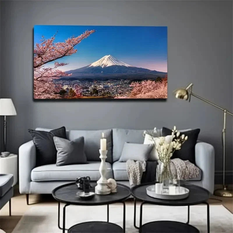 Cherry Blossoms Landscape Wall Art Canvas Office Home Room Framed 120x60cm