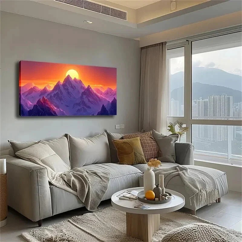Sun Rises Slowly Sunlight Snow Wall Art Canvas Office Home Room Framed 120x60cm