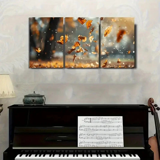 3pcs "Whisper of Leaves in the Breeze" Autumn Wall Art Set Canvas Framed 40x60cm - High Quality Print 100% Australian Made Wall Canvas Ready to Hang