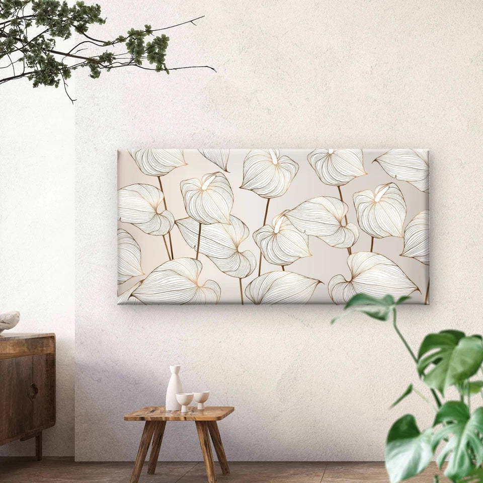 Floral Vector Background Design Wall Art Canvas Office Home Room Framed 120x60cm