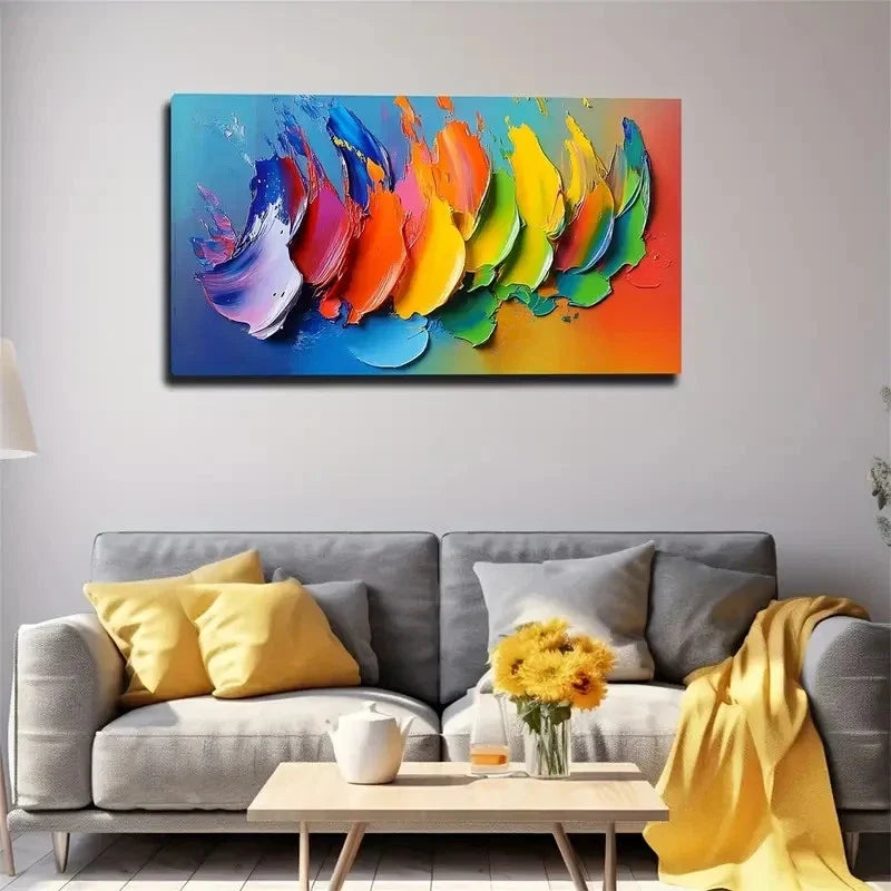 Vibrant Multicolor Splash Wall Art Canvas Office Home Room Framed 120x60cm