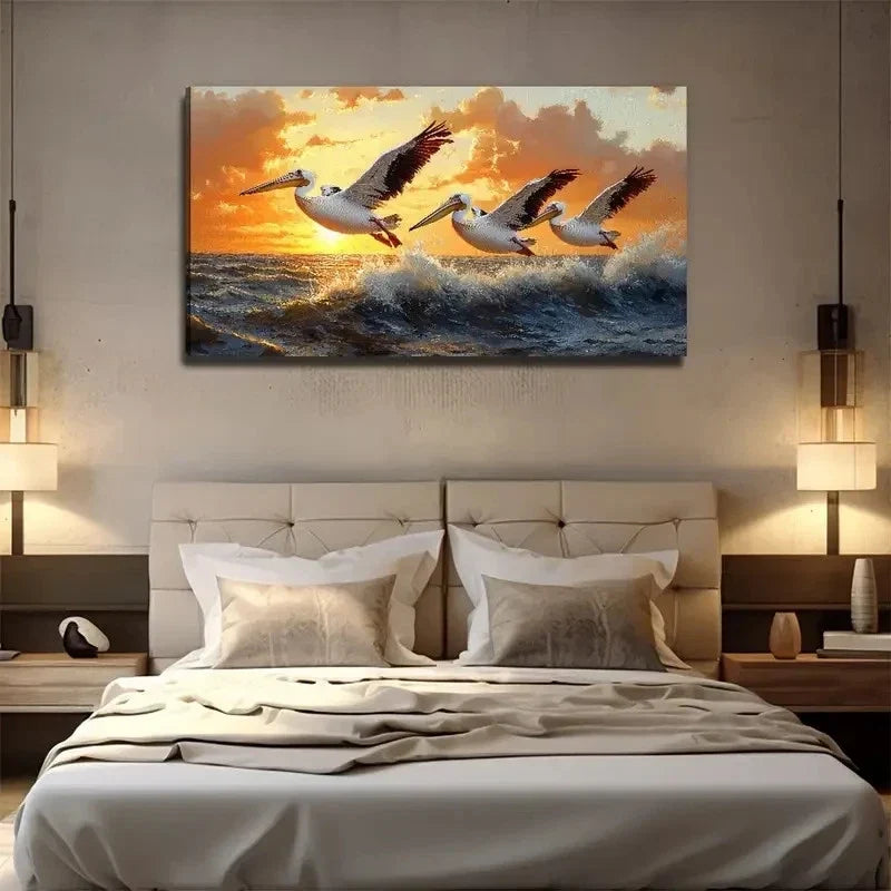 Toucan On The Sea Measuring Wall Art Canvas Office Home Room Framed 80x45cm