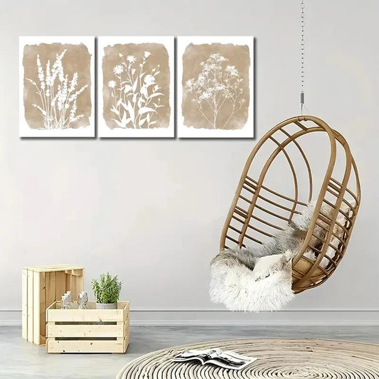 3pcs Rustic Floral , Botanical Wall Art Set Canvas Framed 40x60cm - High Quality Print 100% Australian Made Wall Canvas Ready to Hang