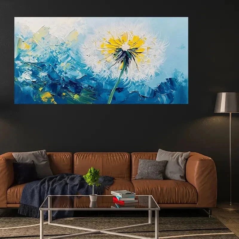 Dandelion Contemporary Fashion Wall Art Canvas Office Home Room Framed 80x45cm