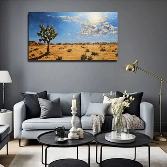 Cactus Sun & Desert Floral Wall Art Canvas Office Home Room Framed 80x45cm